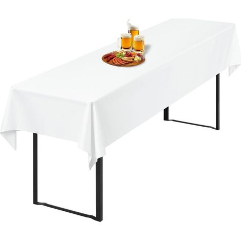 Biertisch Hussen 250x100cm Weiß, Polyester, Waschbar, Knitterfrei