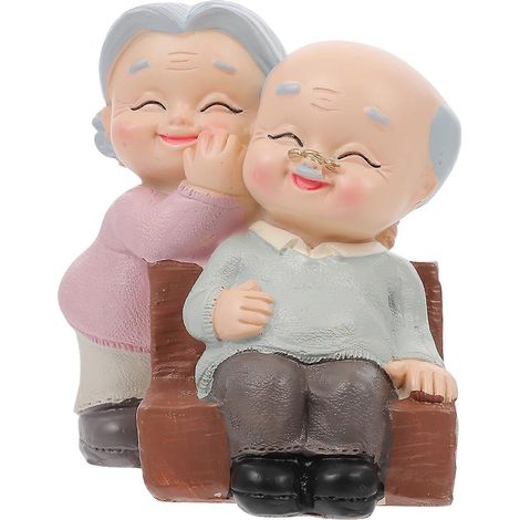 Figurines de couple de personnes âgées aimantes, statue en résine, figurines de grands-parents, décoration intérieure-8.2X8CM (1/3)