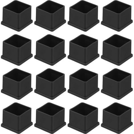 26 Embouts de pieds, Carrés 32mm, PVC Noir, Antidérapants, Protection sol, Intérieur Extérieur (1/5)
