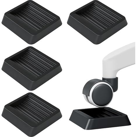 Patins Antidérapants pour Roulettes de Meubles, 8CM, Noir Patins Carrés Antidérapants en Caoutchouc, Protège pour Chaise Bureau, Canapé, Lit, Fauteuil Roulant (1/5)
