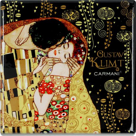 Carmani, posavasos cuadrado de cerámica - Klimt/El beso (fondo oscuro) (1/3)