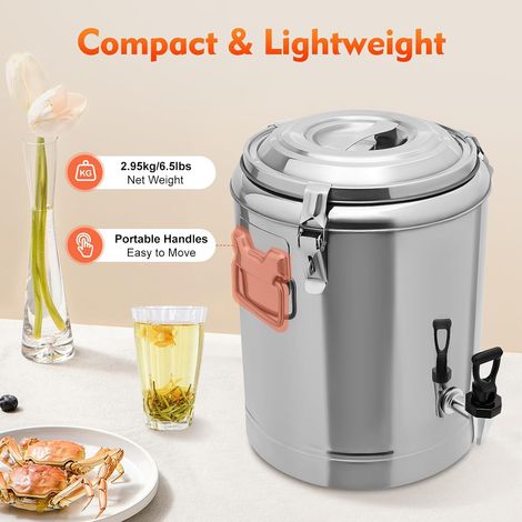 Seau isotherme en acier inoxydable de 20 l avec couvercle, Récipient de maintien au chaud, en acier inoxydable, distributeur de boissons froides, seau isotherme en acier inoxydable (1/5)