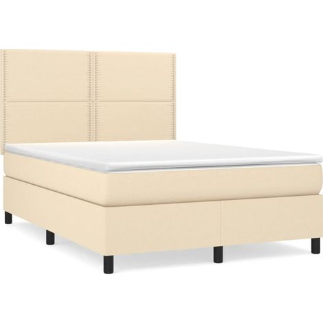 Maison Exclusive - Giroletto a Molle con Materasso Crema 140x19 cm in Tessuto