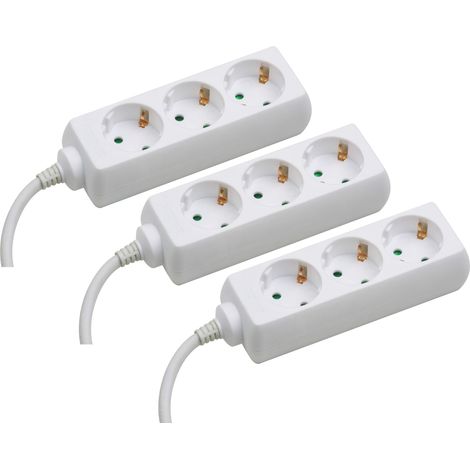 Meister Steckdosenleiste 3-fach - 3er Set - 3 m Kabel - weiß - Kunststoffleitung - IP20 Innenbereich / Steckerleiste / Mehrfachsteckdose / Tischsteckdose / Tido 3-fach / 7430800