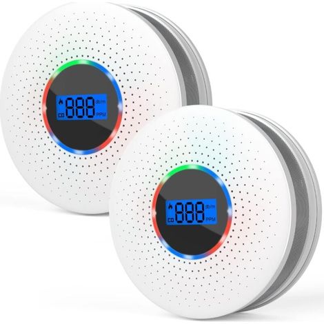 MUMU Combination Smoke and Carbon Monoxide Detector, Dual Sensor Smoke and Carbon Monoxide Detector and Replaceable Battery for Home, Garage, Office (2 Pack)