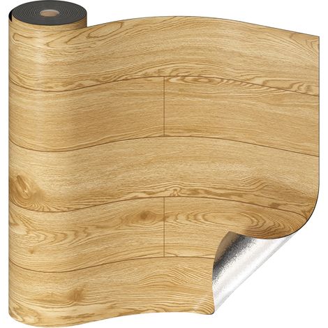 Revêtement de sol en PVC autocollant 6 m² - Aspect bois - Carreaux de sol épais - Pour porte d'entrée, salon, cuisine, bricolage - Découpable - 60 x 1 000 cm (1/5)