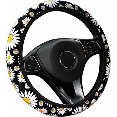 Couvre Volant Voiture Mignon Daisy Fleur Voiture décoration intérieure tricoté Couverture de Volant Universel Voiture Accessoires Couverture de Roue sans Anneau intérieur (1/5)