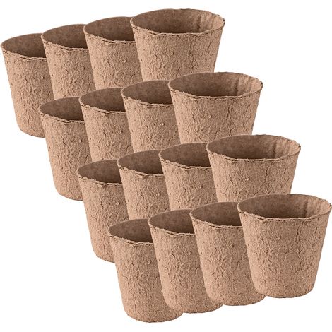 Anzucht-Töpfe Frühbeet Pflanztöpfe rund Topf-Ø 8 cm 16 Stück Set Holzfaser