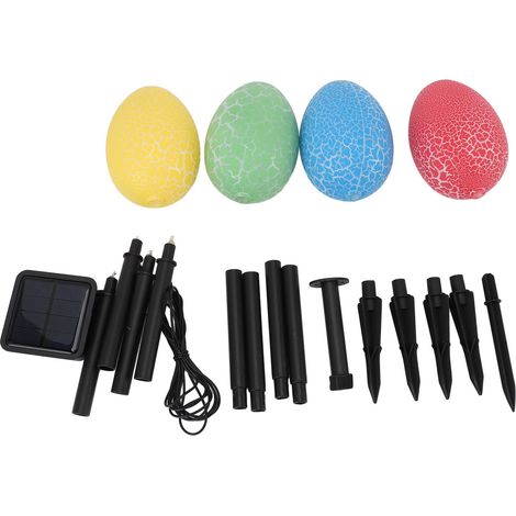 Ortviai Guirlande solaire d'œufs colorés décoratifs pour jardin – 4 œufs craquelés, étanche IP65, 8–10 h d’autonomie (1/5)