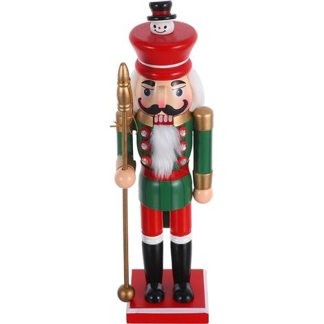 Casse-Noisette de Noël Bois Statue de Soldat Traditionnelle Figurine de Soldat de Noël Décoration de Cheminée Table pour Fêtes (1/5)