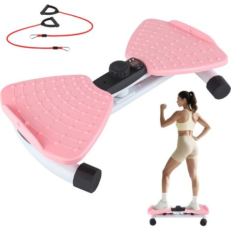 Disque Twist Abdos 360° avec compteur LCD et élastiques – Plateau de rotation antidérapant à massage plantaire, brûle-calories ventre & taille, silencieux, 100 kg