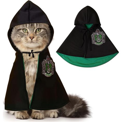 (Vert, M) Cape de déguisement d'Halloween pour animaux de compagnie (chien/chat), costume de cosplay, costume de magicien pour animaux de compagnie C (1/5)