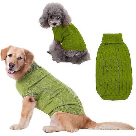 Ropa de invierno para perros y gatos, ropa de punto para mascotas, para gatos, perros pequeños y medianos, chihuahua, suéter para cachorros Hiromi, suéter Pure Dog verde manzana (1/5)