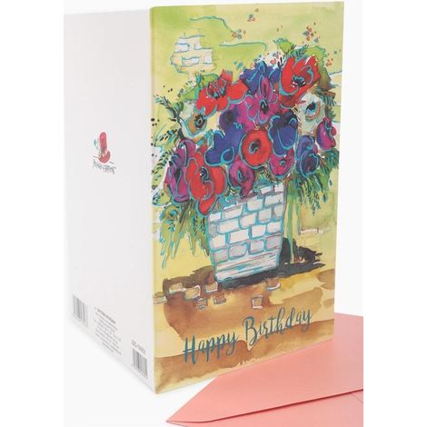 Carte B6 ZZG-190503 Fleurs d'anniversaire dorées