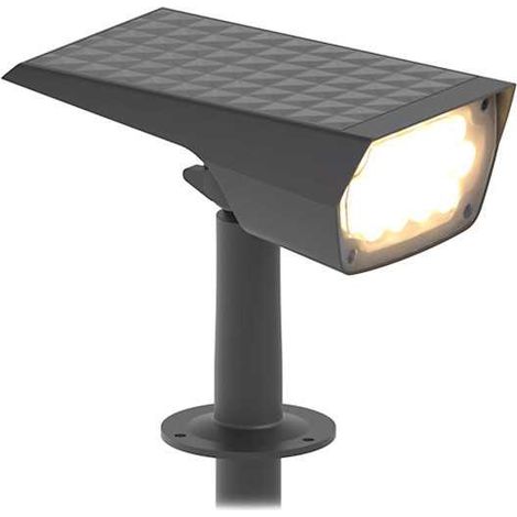 Projecteur Piquet LED Solaire Carré 2W 3000K Noir 316 mm IP65 (1/3)