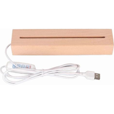 Socle rectangulaire décoratif en bois avec support lumineux LED, 3 modes d'éclairage, idéal pour une table de chevet, une chambre d'étudiant ou une fête de Noël. (1/5)