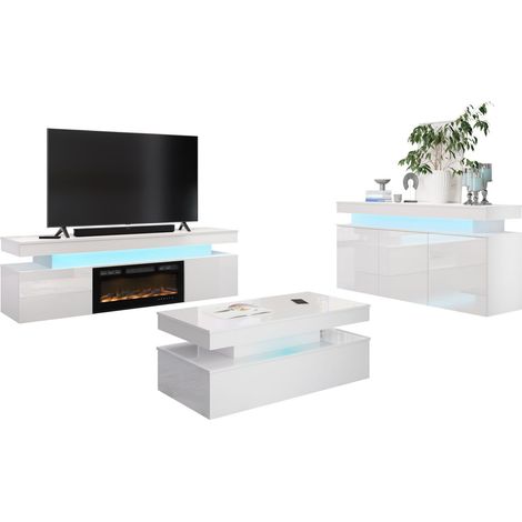 Conjunto de salón Monfero 106, Blanco + Blanco brillante (1/5)