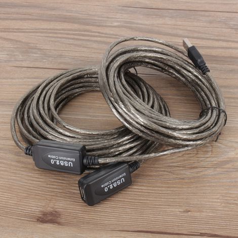 Câble d'extension USB 2.0 Type A Mâle/Femelle 15 mètres Noir (1/5)