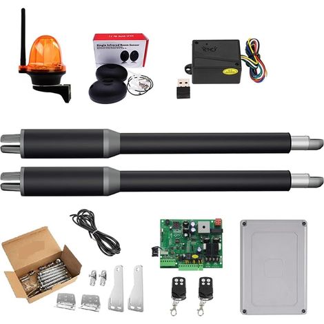 Kit d'ouvre-portes automatiques Ouvre-porte actionneur linéaire engrenage à vis sans fin DC ouvre-porte pivotant automatique Tube électrique, lumière, bouton, opérateur GSM pour accessoires de portail (1/5)