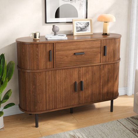 Buffet 2 étages à portes coulissantes, meuble de rangement avec tiroir, commode pour salon, armoire de stockage (1/5)