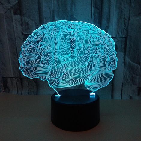 Lampe décorative Justup Brain 3D Illusion Gawell 7 couleurs, interrupteur tactile, veilleuse de table ou de bureau, cadeau d'anniversaire ou de Noël avec plateau en acrylique. (1/5)