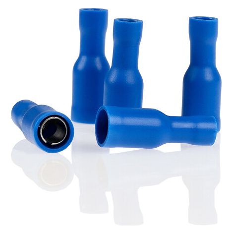 alca® Rundsteckhülse vollisoliert blau 5,0mm 10St. 1,5-2,5 mm² AWG 16-14 teilisoliert männlich Rundsteckhülsen Quetschkabelschuhe Steckverbinder