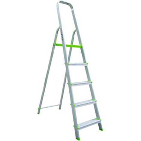FPLUS escalera aluminio 5 peldaños , Escalera aluminio domestica peso max.150 kg.
Altura escalera abierta 1.11 mtrs. con persona 3.11 mtrs.