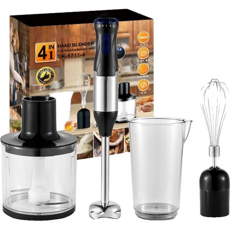 Mixeur plongeant, 1000W, outil de cuisine 4-en-1, 4 en 1, 4 en 1 (1/2)
