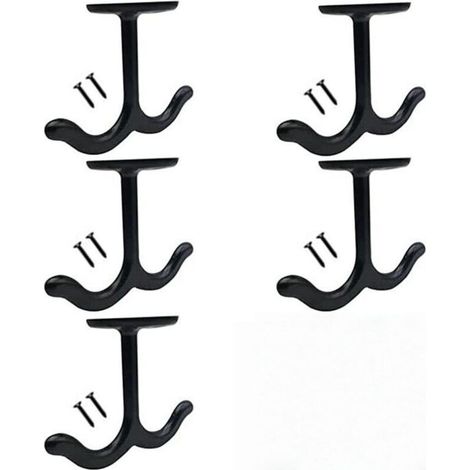 Crochet Plafond à Visser - Lot de 5 Pièces en Alliage de Zinc, Double Griffe pour Ventilateurs de Plafond, Paniers à Fleurs, Manteaux et Décoration - Fixation Robuste et Polyvalente