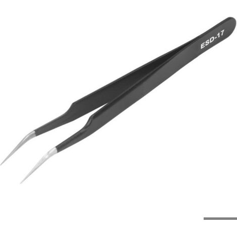 Pincettes Antistatiques - Acier Inoxydable - Pointe Coudée Non Magnétique - Pour Réparation Électronique et Précision - 113 mm - 1 Pièce (1/4)