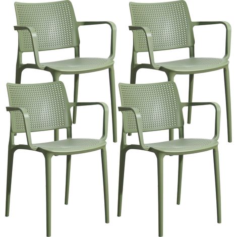 Oviala – Lot de 4 chaises de jardin en polypropylène ajourées – Charge maximale 100 kg – Hauteur 80 cm – Empilables pour rangement facile