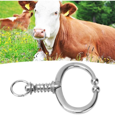 Anneau Nasal pour Bovins en Acier Inoxydable avec Ressort pour Vaches et Taureaux de Ferme (1/5)