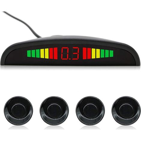 4 sensori di parcheggio con display a led e segnale acustico nero Kit Completo (1/4)
