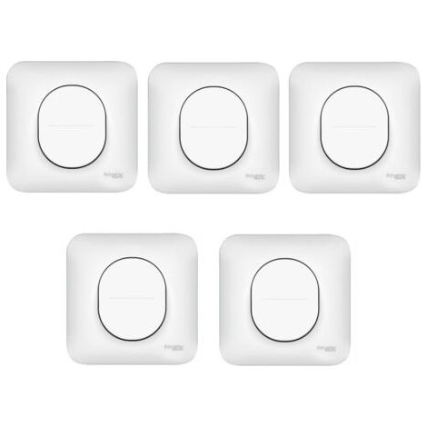 Pack de 5 inter va-et-vient 10A encastré blanc – Connexion auto complète – Plaque de fixation vis/griffes – Pour installation électrique (1/5)