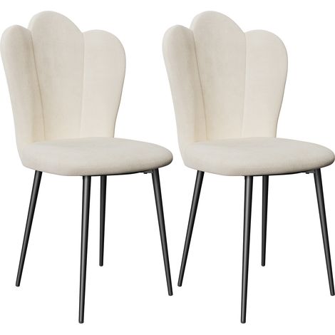 2 chaises de salle à manger à dossier haut en velours, chaise de cuisine rembourrée blanche, chaise de conférence ergonomique, charge maximale 130 kg (1/5)