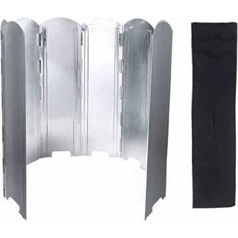 9 piezas de placas de parabrisas plegables de hierro galvanizado, livianas, antiviento, portátiles, para acampar, para picnic, estufa de camping, cocina de gas, camping, senderismo (1/5)