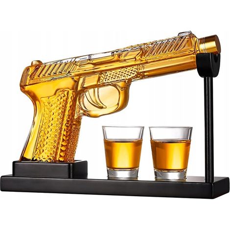 Juego de jarra y pistola + 2 vasos. Regalo ideal para hombres en cumpleaños y días festivos.