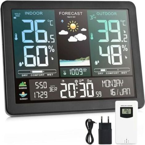 Station météo, horloge électronique professionnelle multifonction, température, humidité, barométrie, prurit, phase (1/5)