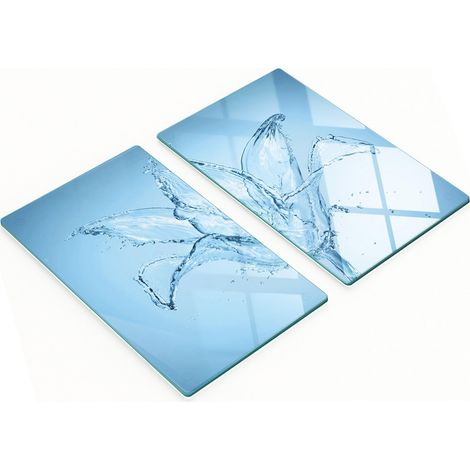 Tablas de vidrio decorativas multifuncionales para cocina con dise帽o de flores acu谩ticas, 2x30x52 cm.
