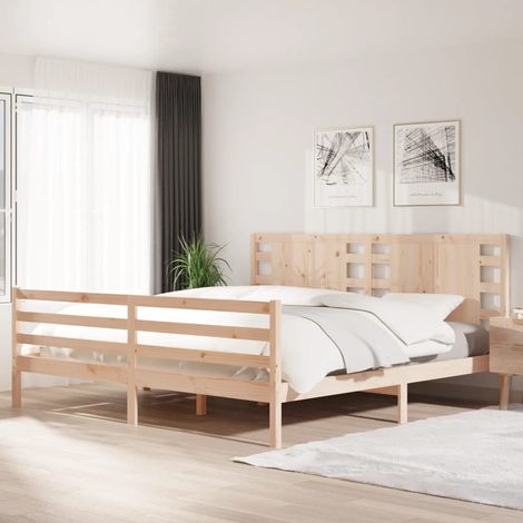 Bed Frame Natural Pine Solid Pine Wood Double/King Bed Frame vidaXL (1/5)