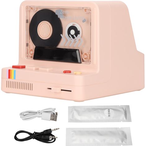 Lecteur de cassette Bluetooth portable, enceinte stéréo rétro avec support Bluetooth, AUX et carte mémoire, couleur rose (1/5)