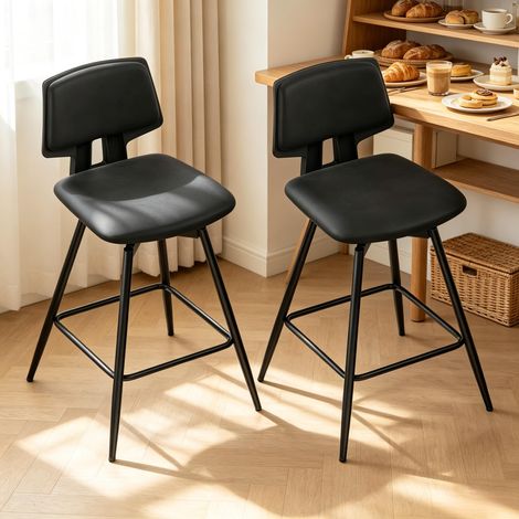 Tabouret de bar de haute qualité avec dossier ergonomique, tabouret de comptoir élégant, chaise de cuisine moderne (vendu par lot de 2) (1/4)