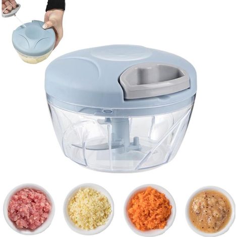 Manueller Zwiebelschneider (500 ml) – 3 Edelstahlklingen – Präzises Schneiden von Zwiebeln, Knoblauch und Chilischoten – Leicht zu reinigen (1/5)