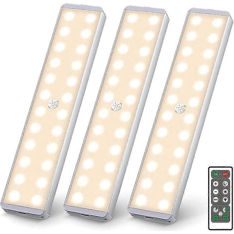 Éclairage LED sous meuble avec détecteur de mouvement et télécommande (lot de 3) - Cadeau idéal pour la cuisine (1/5)