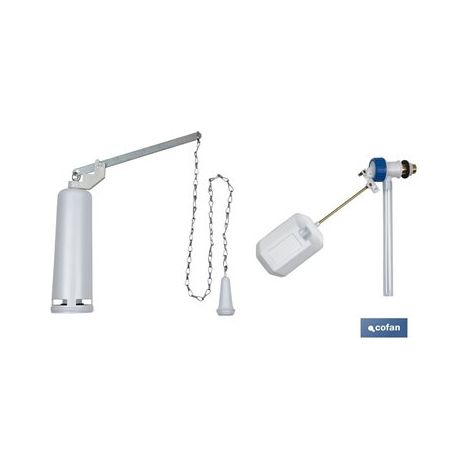 Cofan – Mécanisme de chasse d'eau complet pour réservoir haut – Robinet latéral et déchargeur – Installation rapide sans outils – Anti-calcaire (1/5)