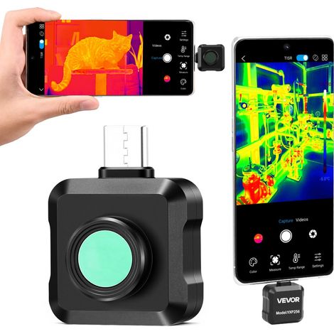 Caméra Thermique pour Android Super Résolution TISR 512x384 Imageur Thermique Infrarouge Résolution 256x192 pour Smartphones et Tablettes, 25 Hz, -20 °C à 550 °C, avec 15 Palettes de Couleurs (1/5)
