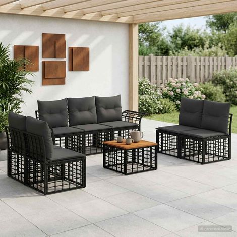 vidaXL Ensemble de canapés d'extérieur 8 pcs Noir et Gris foncé (1/5)