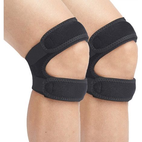 Genouillère double - Genouillère de sport noire - Genouillère de protection pour le basketball, la course à pied et la marche - Unisexe, taille unique, une paire (1/5)