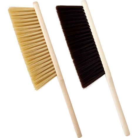 Brosse à main à poils souples avec manche en bois, lot de deux, puissant détachant, nettoyage ménager, convient à une utilisation à la maison ou au bureau.