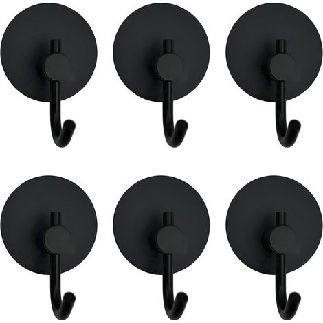 6er-Set Handtuchhaken ohne Bohren – Schwarz – Selbstklebend – Für Badezimmer, Bademantel, Küche, Büro (1/5)